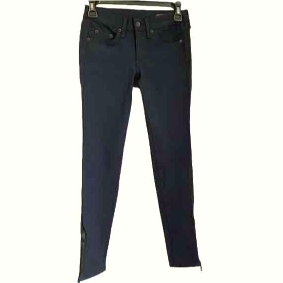 Rag & Bone Jeans Women’s 24 Navy Equestrian Skinny Pants Zip Ankle Riding Urban - Picture 4 of 9